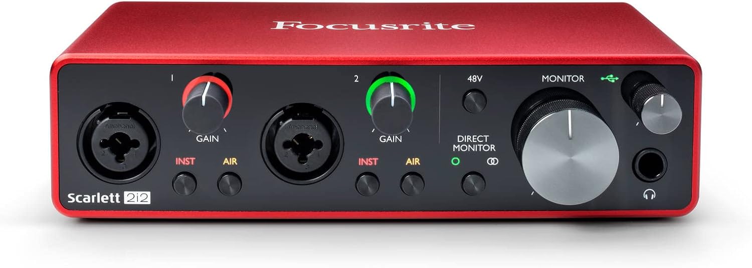 Focusrite Scarlett 2i2 | USB-lydkort, 2 inn/2 ut