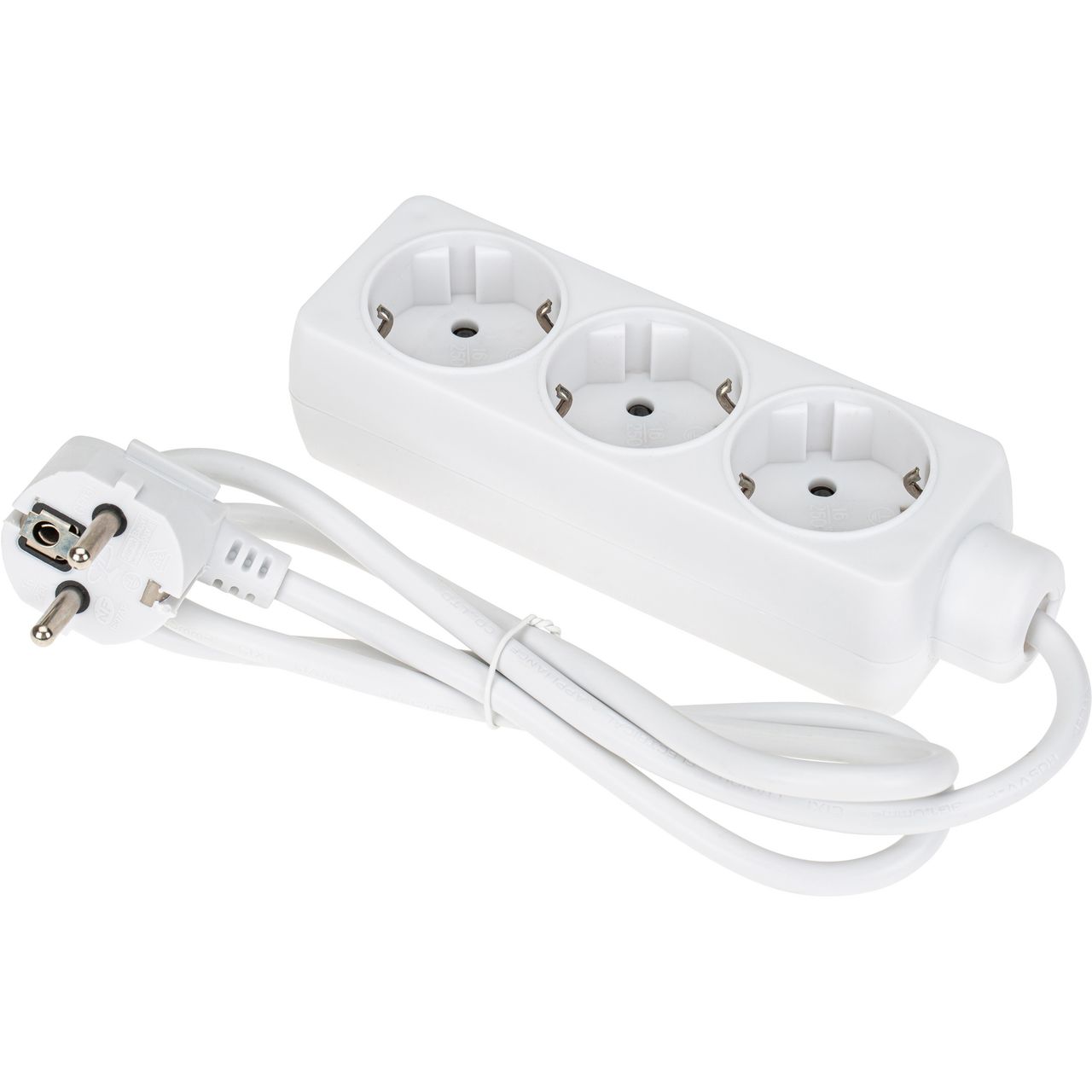 Kabel strøm skjøt 3-veis, 1m, hvit