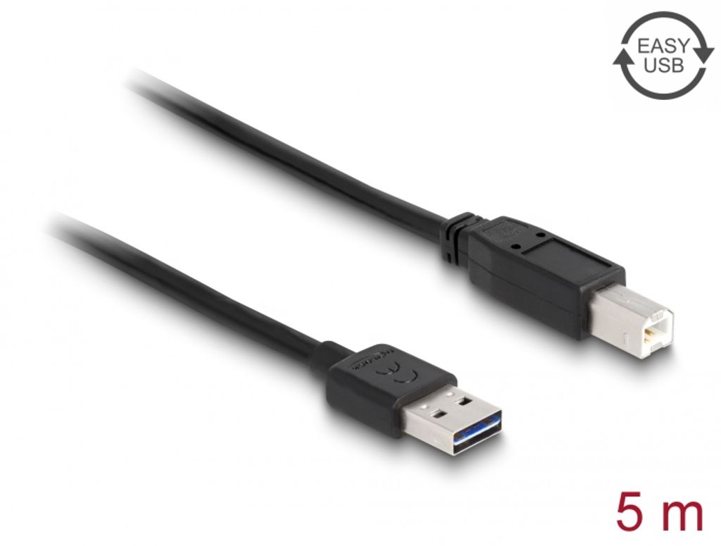 LinkIT USB 2.0, A-B, 5 m, Svart
