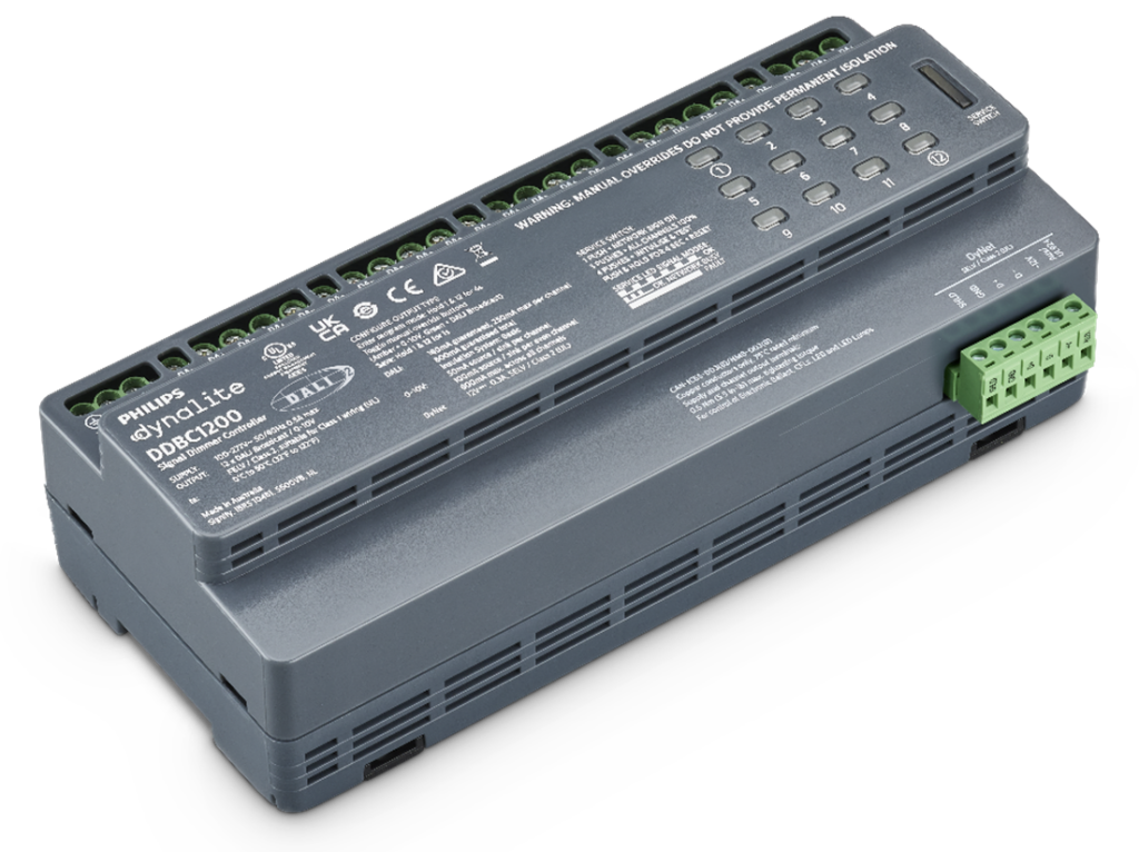 Dynalite Ballastkontroller, 12 kanaler DSI/1-10V med manuell