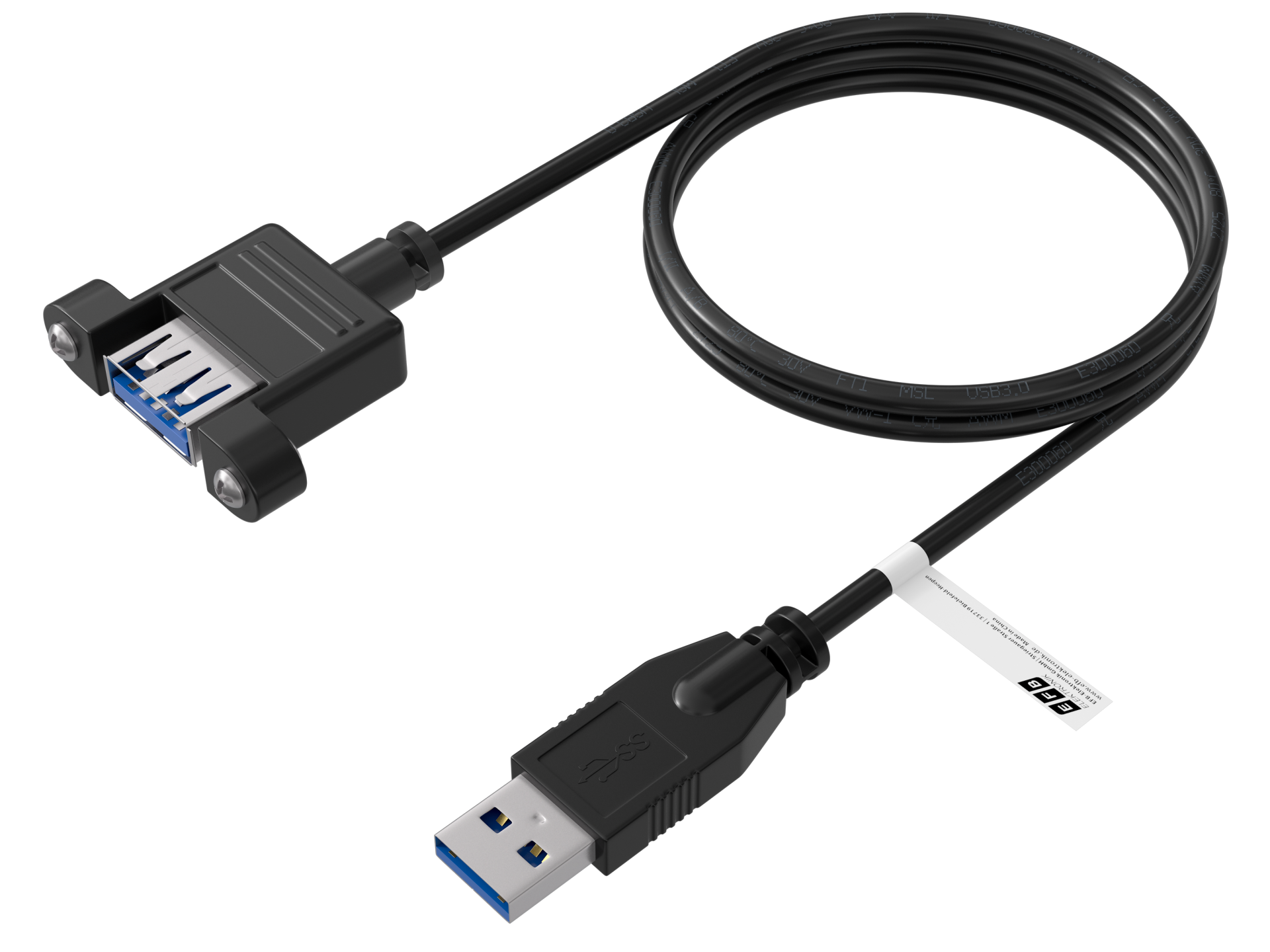 EFB USB3 Kabel A-A - 1,8 m skjøt panel A-A USB skjøtekabel Sort chassis