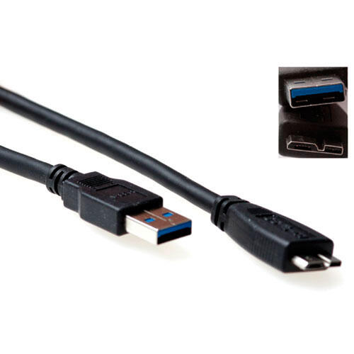 ACT USB3 Kabel A-MicroB - 2,0 m A-MicroB USB Kabel Sort