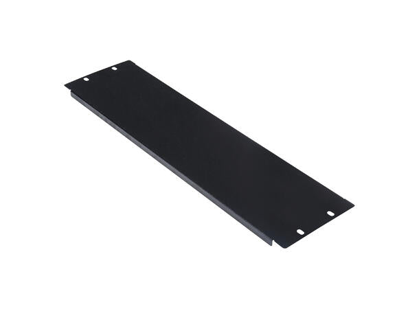 Lande 19 Blindplate Svart 3U, Stål 4 skruehull, Universal. Ink. 4 skruesett