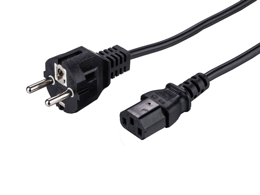LinkIT strøm CEE 7/7 - C13, 0,5 m rett Rett kontakt på PC og vegg. 0,75 mm²