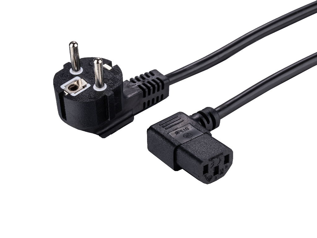 LinkIT strøm CEE 7/7 - C13, PVC, 3,0 met Vinklet Schuko - C13, PVC, 1,00 mm²
