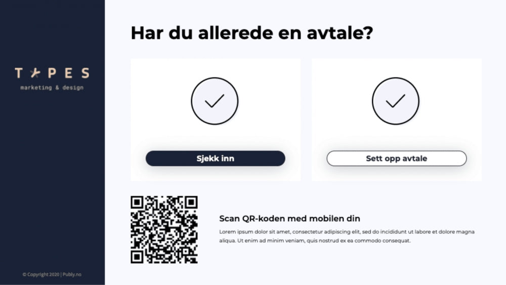 Publy Innsjekk - Registrer besøkende og motta SMS når de ankommer